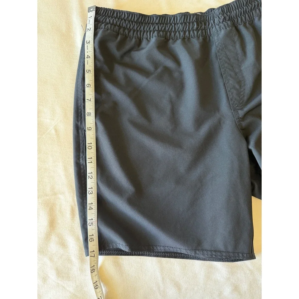Volcom Mens Board Shorts Black Elastic Waist Swim Trunks Size L